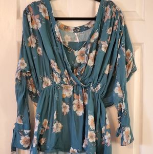 FREE PEOPLE Tuscan Dreams  floral blouse M
